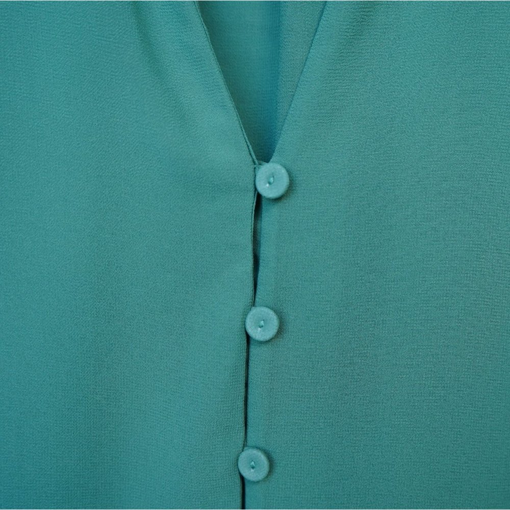 Modcloth Jade Green Sheer Chiffon Buttoned Blouse sz M - Picture 4 of 5